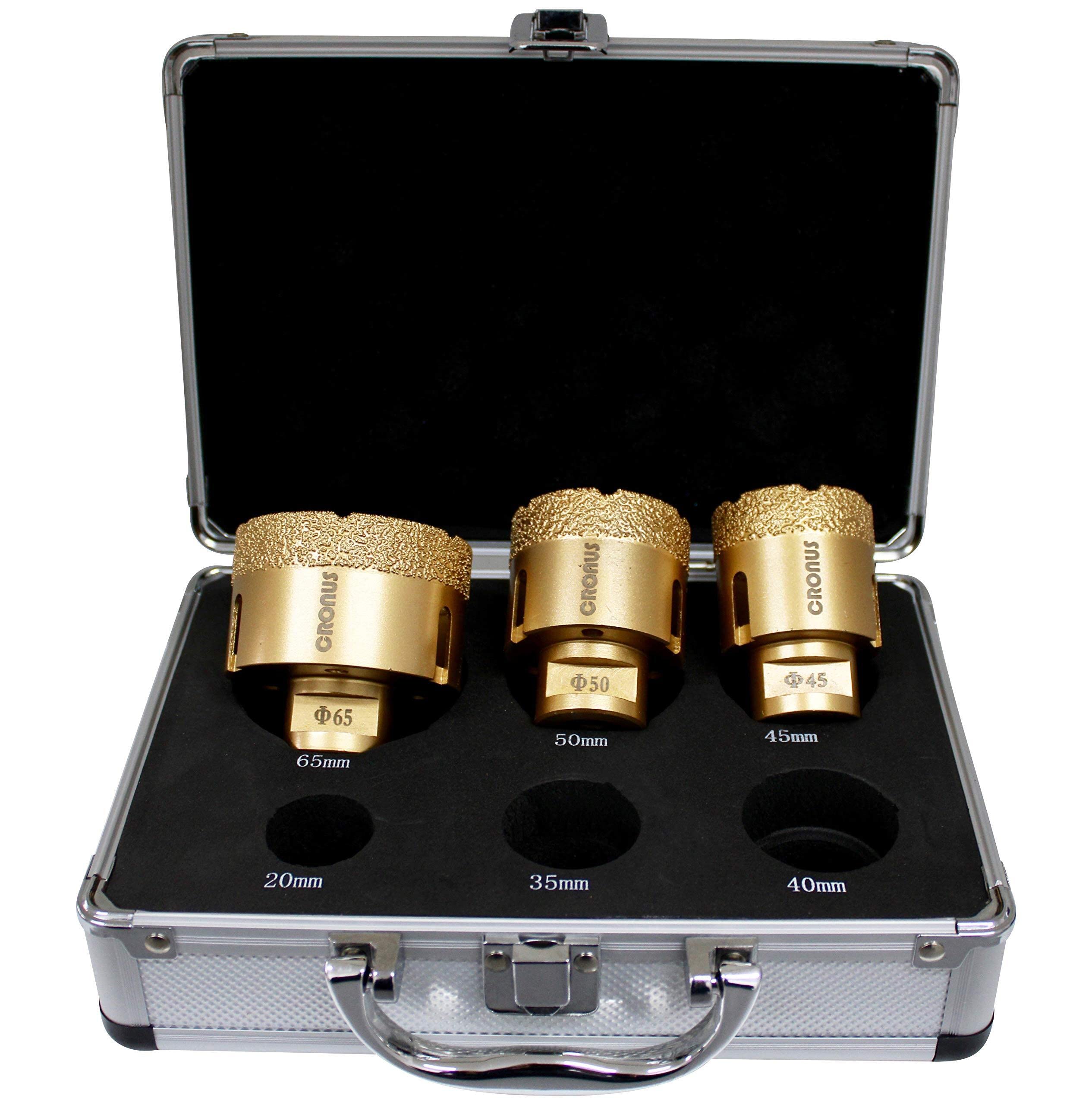 Premium diamond drill CRONUS M14 10mm-65mm core bit, tile drill bit dry Set 6Stk mit Koffer/Etui