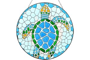 LEGIFO Stained Glass Window Hanging, sea Turtle Sun Catchers Indoor Window, Glass Art Decor Gifts for Women Mother's Day Merry