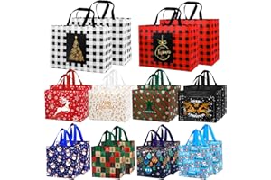 DULEFUN Christmas Gift Tote Bags, Reusable Christmas Shopping Wrapping Treat Bags