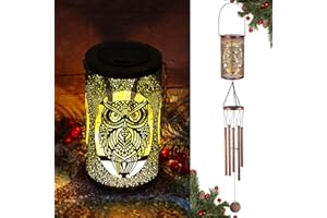 ASTARIN Wind Chimes for Outside 36“ Owl Solar Wind Chimes Gifts for Mom Hanging Solar Lantern, Outdoor Garden Lights Decorative for Patio Yard, Christmas Windchimes Outdoors Gifts for Women Grandma