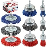 Rocaris 9 Pack Nylon Filament Abrasive Wire Brush Wheel &amp; Cup Brush Set | 1/4 Inch Hex Shank, 80/120/240 Grit for Rust/Corrosion/Paint Removal