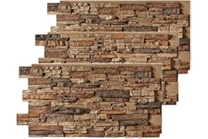 AZ Faux AZ Faux High-Density Polyurethane Faux Stone Wall Covering Panels for Interior and Exterior Decor | Stacked Stone Siding | Sedona | 48''L x 24''H x 2''D | 3-Panels | Cognac Brown