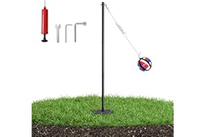 Arejonner Tetherball Set with Heavy-Duty Adjustable Pole (Up to 8ft), Soft-Touch Ball & 5-Prong Base - Professional Outdoor Game for Backyard, Lawn, Beach - Includes Ball, Rope, Pole & Base for Kids