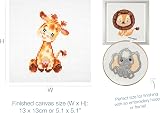 Trimits 3PK Cross Stitch Kits for Beginners Giraffe Elephant Lion 13x13cm view 4