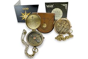 Handmade Religious Compass – “God is with You” Engraved Working Brass Gift – Christian Baptism, Confirmation, Christening or 