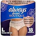 Always Discreet Boutique Incontinence and Postpartum Underwear for Women, Maximum Protection, Large, Rosy, 18 Count