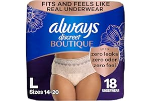 Always Discreet Boutique Incontinence and Postpartum Underwear for Women, Maximum Protection, Large, Rosy, 18 Count