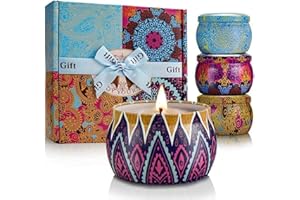 LKDJR Christmas Candle Gift Set, 4 Pack Scented Candles for Home, Long Lasting Soy Aromatherapy Candle Set, Strong Scented Tin Candles, Perfect Gifts for Women