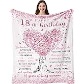 Vuinezo 18th Birthday Gifts for Girls, 18th Birthday Decorations Blanket 50"X60", 18 Year Old Girl Bday Presents, Gift for 18 Year Old Girl