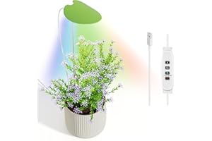 Diivoo Plant Grow Light, LED Growing Light Full Spectrum for Indoor Plants, Height Adjustable Growing Lamp with Auto On/Off Timer 4/8/12/18H, 10 Dimmable Brightness, Idea for Potted Flowers