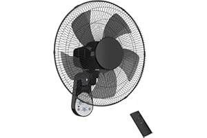 PARIS RHÔNE Wall Mount Fan with Remote,16 Inch Wall Fan with 5 Blades, 5 Speeds, 8 Hour Timer, 90° Oscillating Quiet Wall Fan with Remote for Home Office Bedroom Living Room Garage