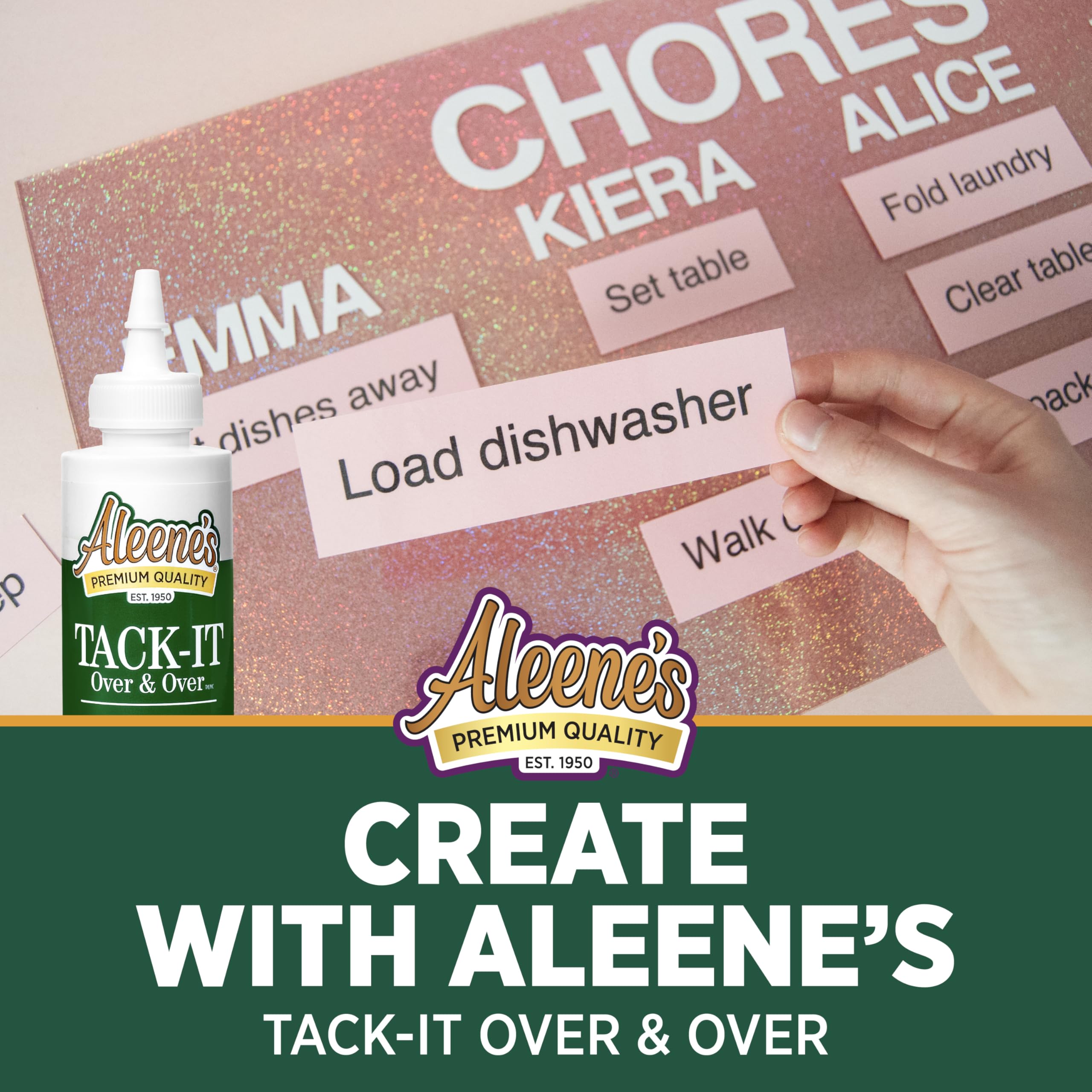 Aleene's Tack-It Over & Over Liquid Glue 4 fl oz, Repositionable and Removable Adhesive, Clear