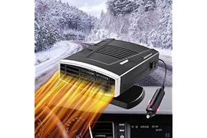 YIISHUIIL Car Heater,12V Portable Car Heater Plug into Cigarette Lighter 2 in 1 Fast Heating Defrost Defogger 360 °Rotatable Handheld Car Windscreen Defogger Window Defroster (Black Silver)