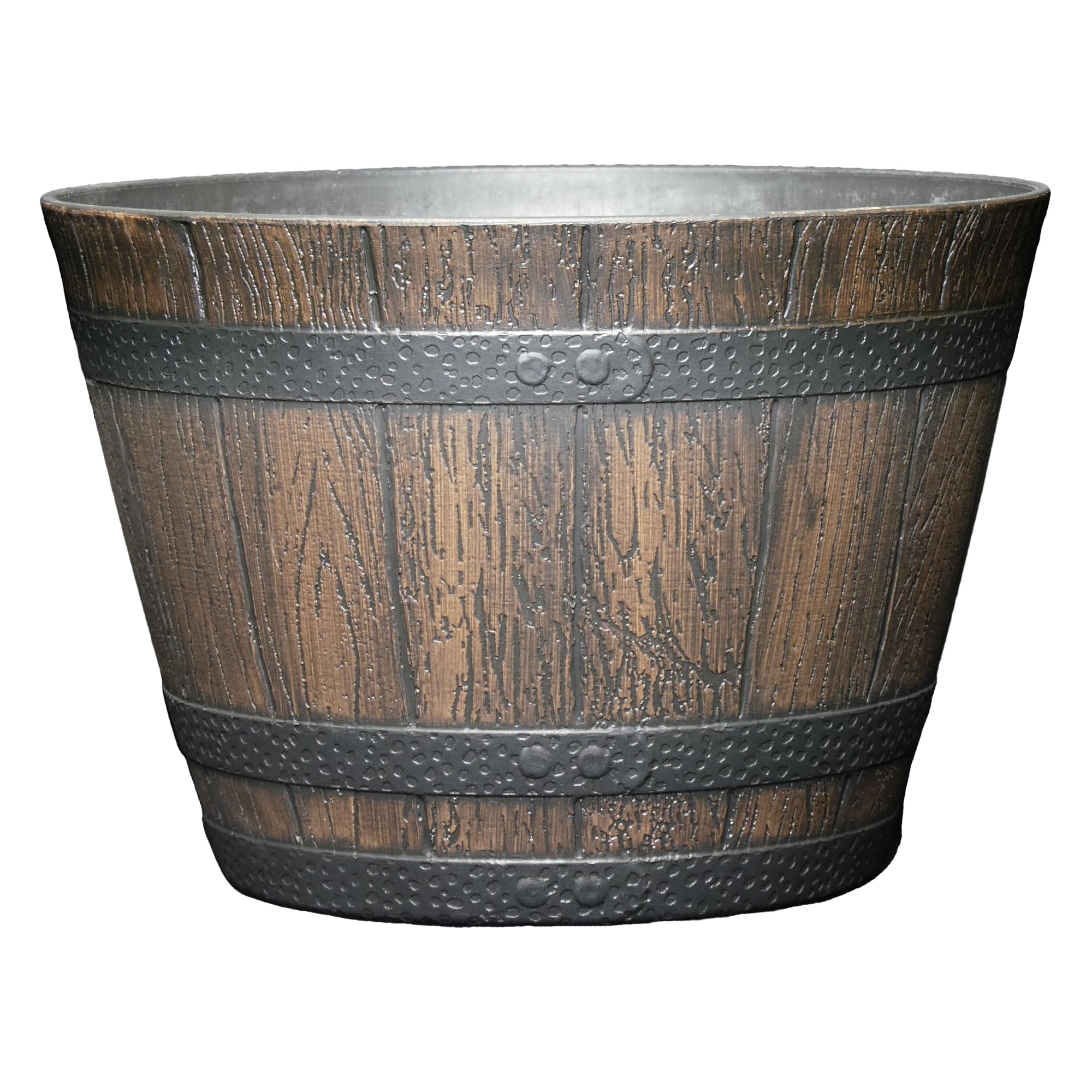 Classic Home & Garden Whiskey Barrel, Polypropelene/Resin, Walnut Brown, 9"