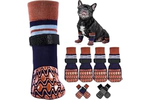 Kuoser Non Slip Dog Socks for Hardwood Floors, 4Pack Anti-Slip Dog Grippy Socks to Prevent Licking Paws, Dogs Booties Paw Pro