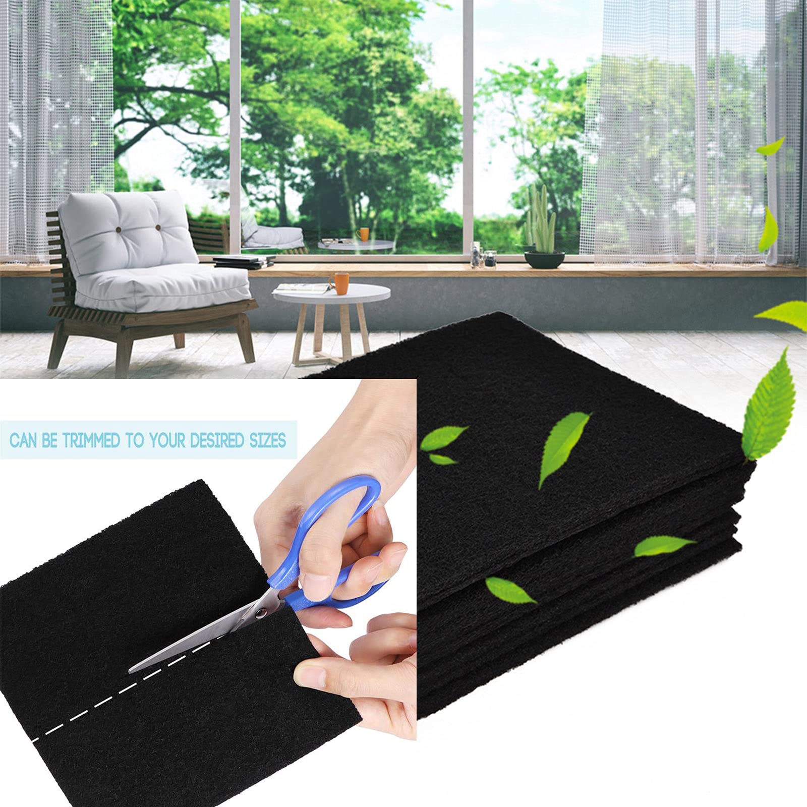 STEELSOFT Extra Thick(3/8'') 16x50''MERV 7 Cut To Size Activated Carbon Filter Charcoal Air Filter Sheet for Litter Box,Compost Bin,Air Purifier,AC,Range Hood Odor Absorbing