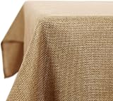 Deconovo Faux Linen Tablecloth 59x118in Water Resistant Golden Brown