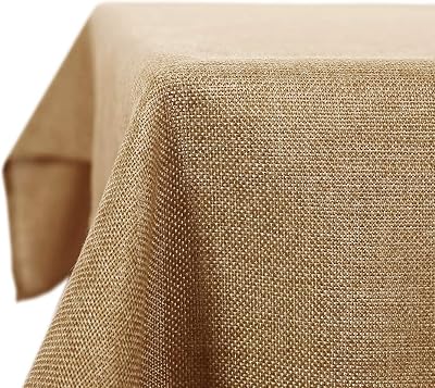 Deconovo Faux Linen Square Water Resistant Table Cloth 59x59in Golden Brown