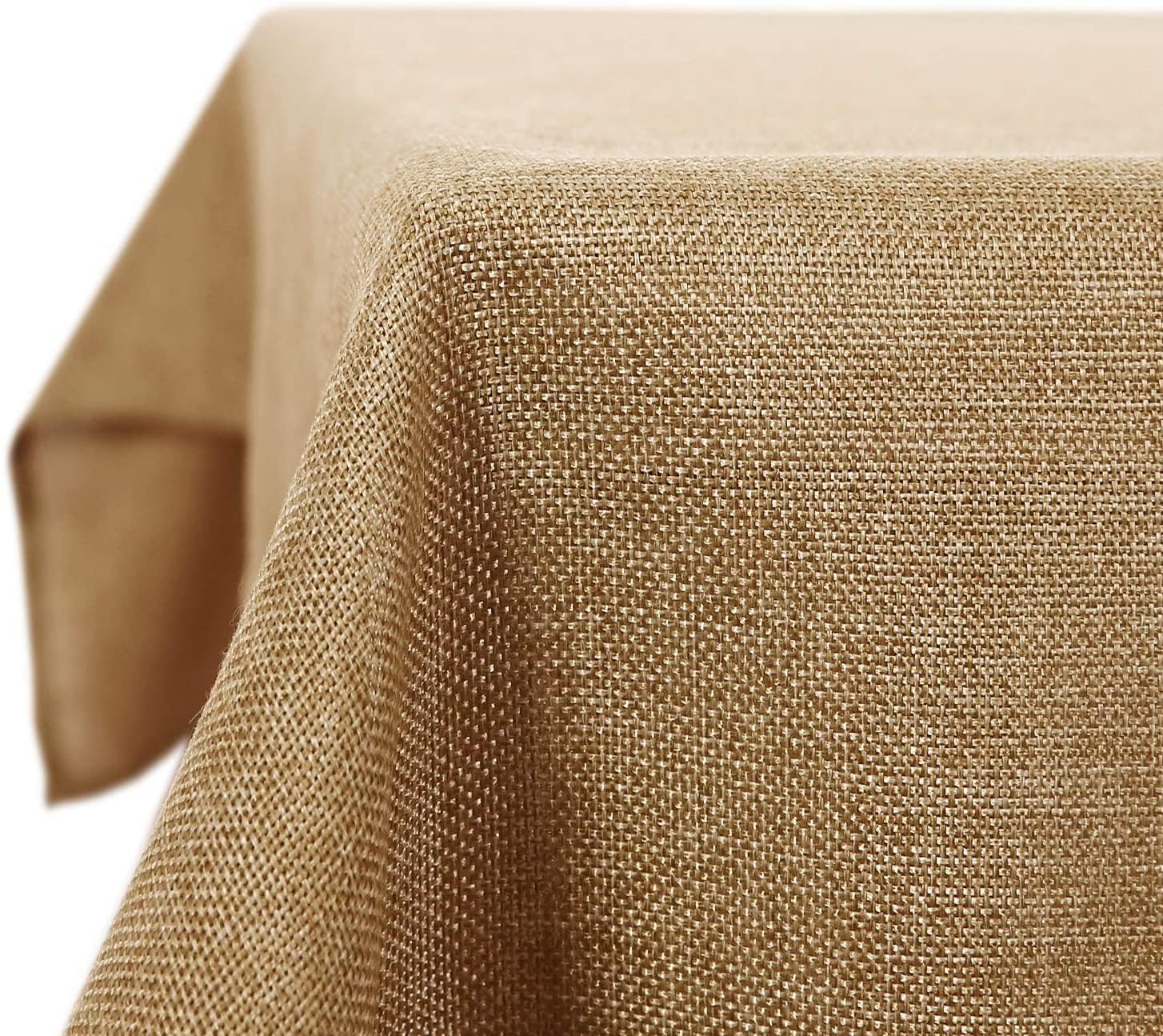 Deconovo Rectangle Tablecloth Faux Linen Water Resistant Table Cloth for Birthday Party 59x79in(150x200cm) Golden Brown