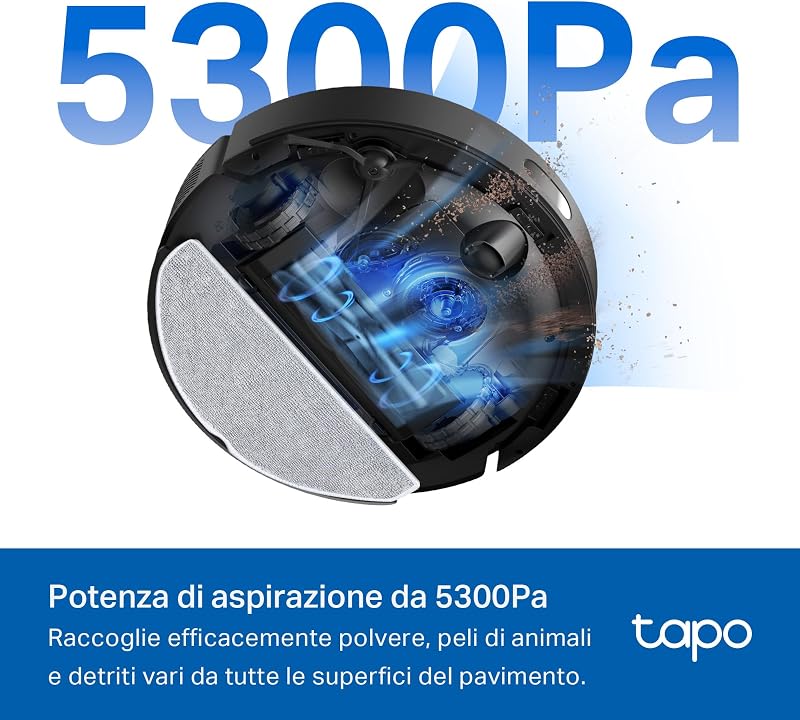 RV30 Max Robot Aspirapolvere Lavapavimenti con Mappatura 5300Pa, Doppia Navigazione LiDAR +IMU, Zone No-Go e Muri Virtuali, Controllo APP&Alexa&Google, Arrampicarsi fino a 22mm