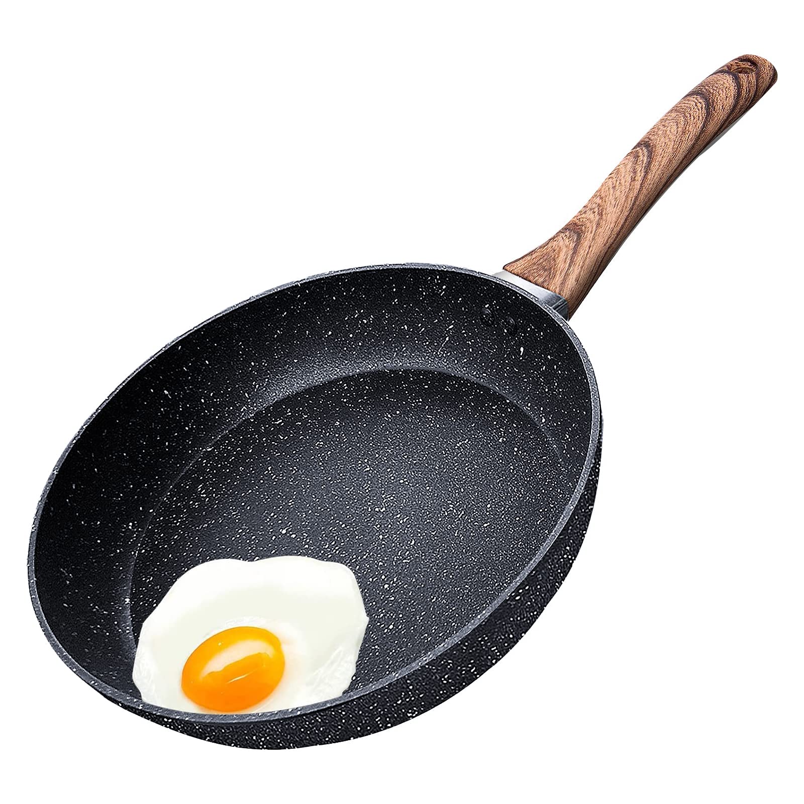 HIYAA Frying Pan, Frying Pan Non Stick with Sturdy Handle-Anti-Scratch Anti-Stain Induction Wok Non Stick, Frying Pan 28cm Induction Cast Aluminium Induction Wok, Black