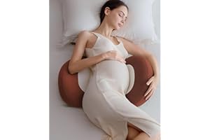 pobopobo Pregnancy Pillows for Sleeping,Pregnancy Pillow with Quiet Magic Tape, Adorable Bean Maternity Pillow with Silicone Belly Pad，Breathable&Silky Touch for All Season(Coffee Bean)
