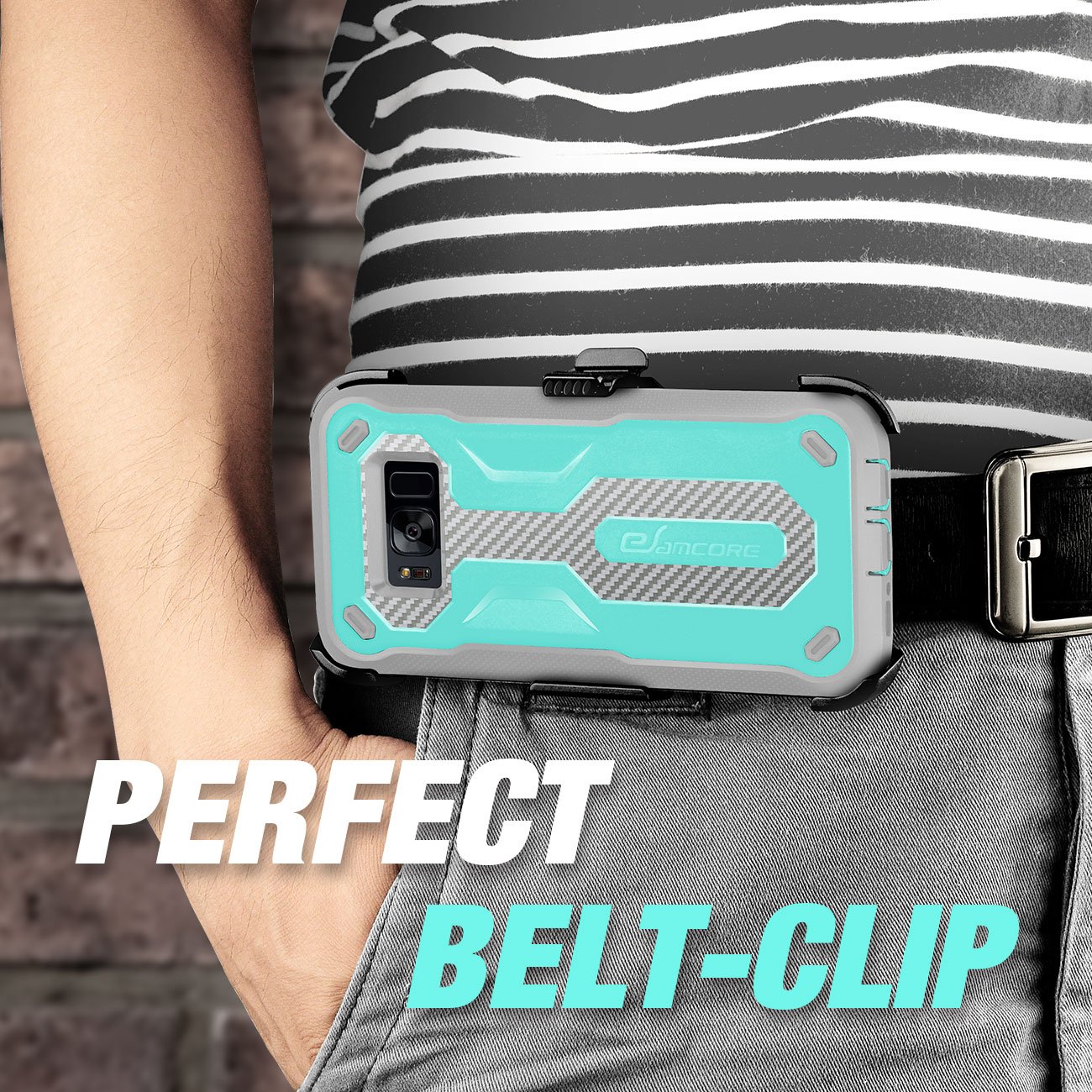 Galaxy S8 Rugged Case, eSamcore Samsung Galaxy S8 Slim Protective Case with Heavy Duty holster [Without Built in screen protector] 5.8 Inch [2017 Release] [MINT GREEN/GREY]