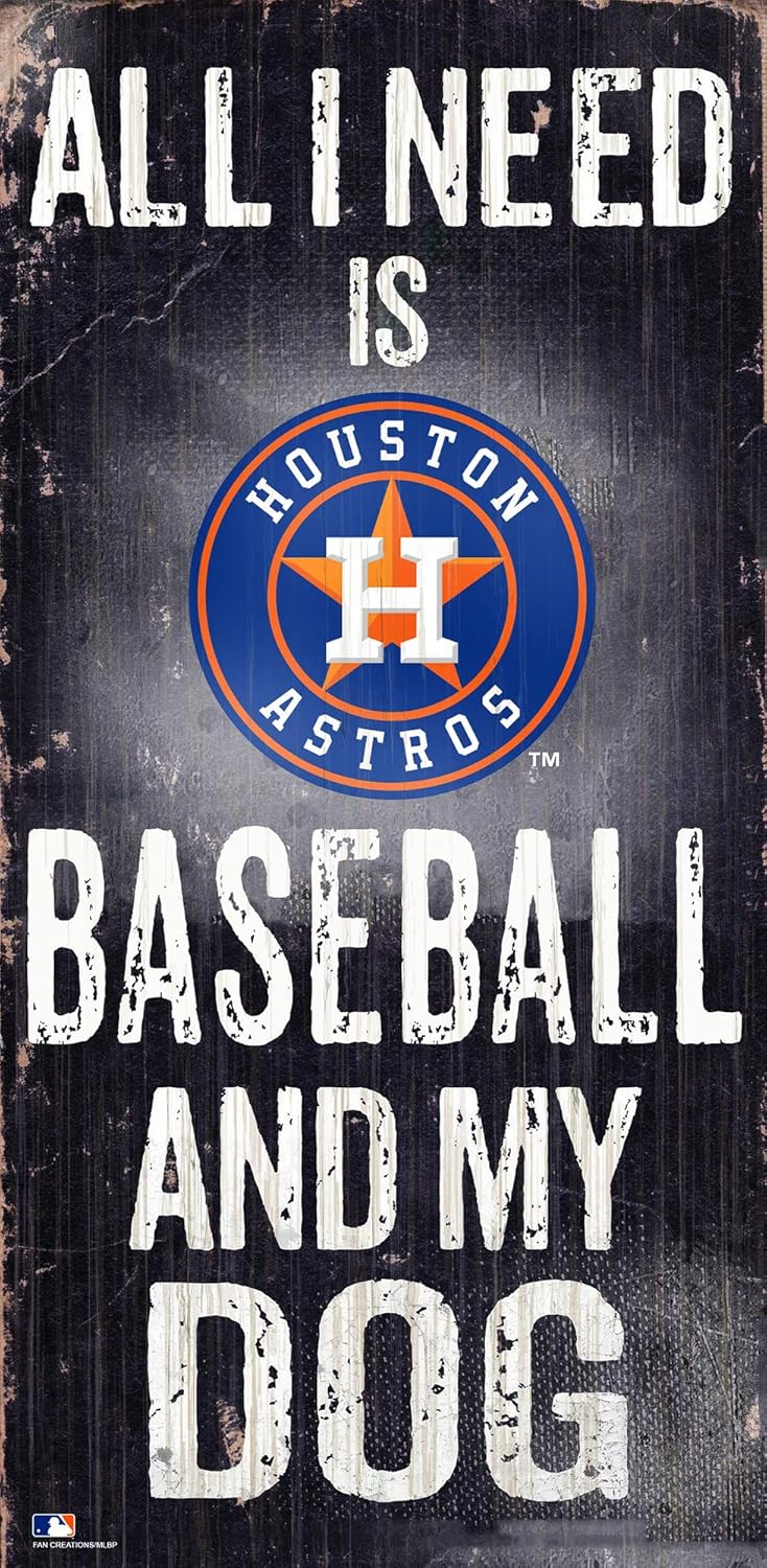 MLB Houston Astros Unisex Houston Astros Baseball and My Dog Sign, Team Color, 6 x 12