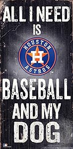 MLB Houston Astros Unisex Houston Astros Baseball and My Dog Sign, Team Color, 6 x 12