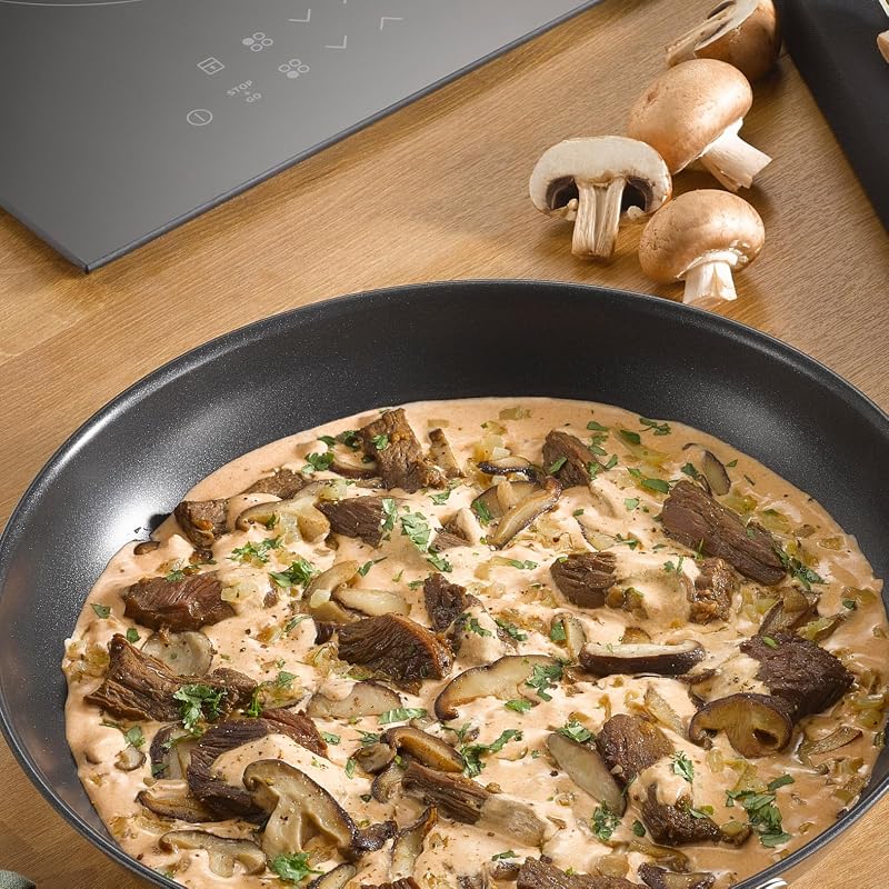 Tefal duetto - frigideiras antiaderentes, fundo grosso, resistente a impactos reforçado, fácil limpeza, todos os tipos de placas, cor ferro, conjunto de 3 frigideiras em aço inox 20/24/28 cm