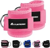 flintronic Ankle Straps for Cable Machine Pink Neoprene D Ring Gym Cuff view 7