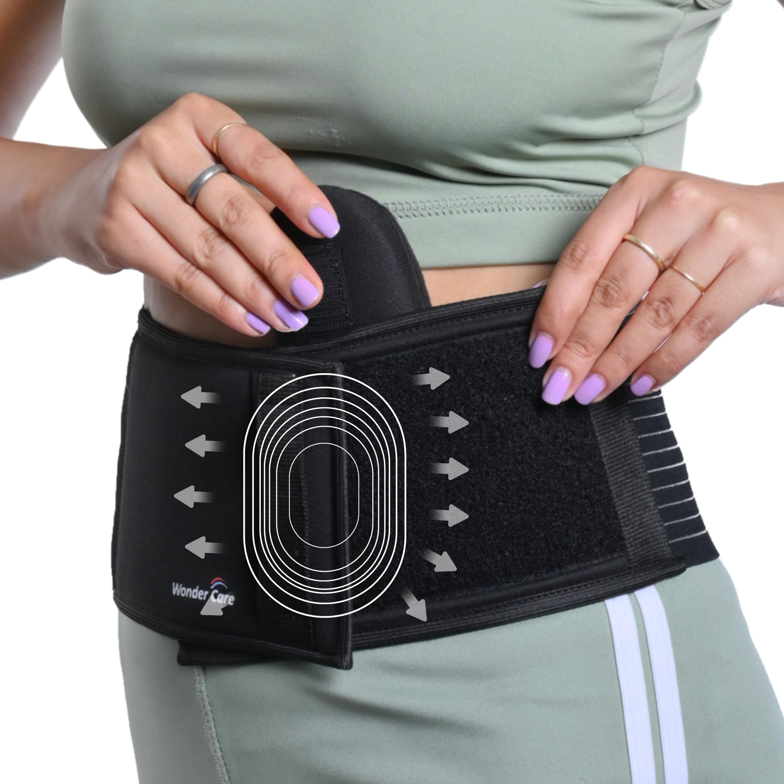 Wonder Care Polyester Umbilical White Hernia Belt Support Brace With 1 Removable Compression Pad For Men & Women