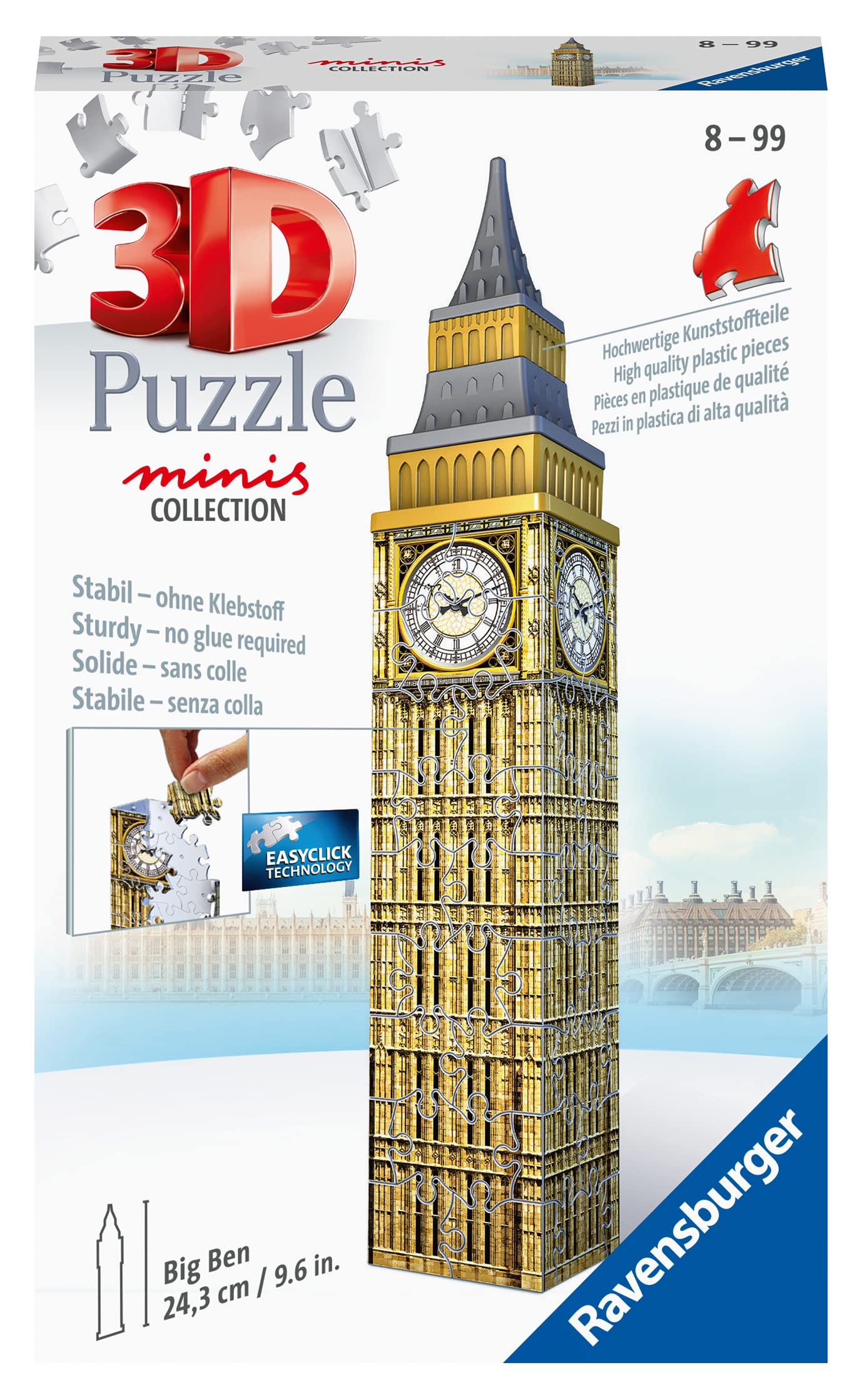 Ravensburger 3D Puzzle - Mini Big Ben - 54 Teile - ab 8 Jahren: Erlebe Puzzeln in der 3. Dimension