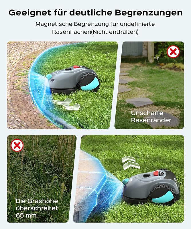 V100 Mähroboter ohne Begrenzungskabel, KI Vision, Empf. 150 m²