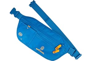 MO4TRAVEL Travel Money Belt - Slim Passport Holder and RFID Travel Wallet - Anti Pickpocket Travel Pouch for Passport and Documents, Cash, Credit Cards, Keys and More (Navy Blue)