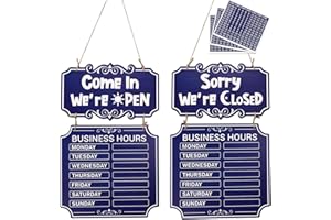 Double Sided Business Hours Sign, Hanging We are Open and Closed Close Sign with Number Stickers Business Hours Board for Sto