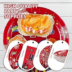 Grencian 96Pcs Spider 4th Birthday Party Supplies