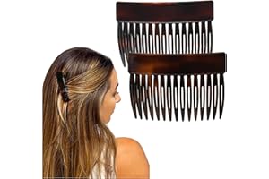 Camila Paris CP2942 French Hair Side Comb, Small Tortoise Shell, French Twist Hair Combs Decorative, Strong Hold Hair Clips for Women Bun Chignon Up-Do Styling Girls Hair Accessories, Made in France