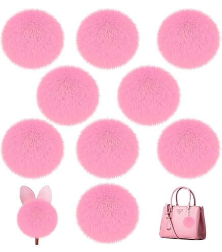 Juinte 8 Pcs 6 Inch Large Fur Pom Pom Balls For Hats Fluffy Faux Fur Pompom Balls With Snap Button For Hat Shoes Scarves Bag Charms DIY Crafts(Black
