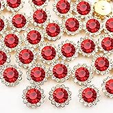 120 Pcs 12mm Sunflower Sew on Rhinestones Crystal Glass Gems, Metal Claw Rhinestones Jewels for Crafts, Glitter Gemstones for Clothes Shoes Cap Earring Belt Sewing Accessories(03 Red)