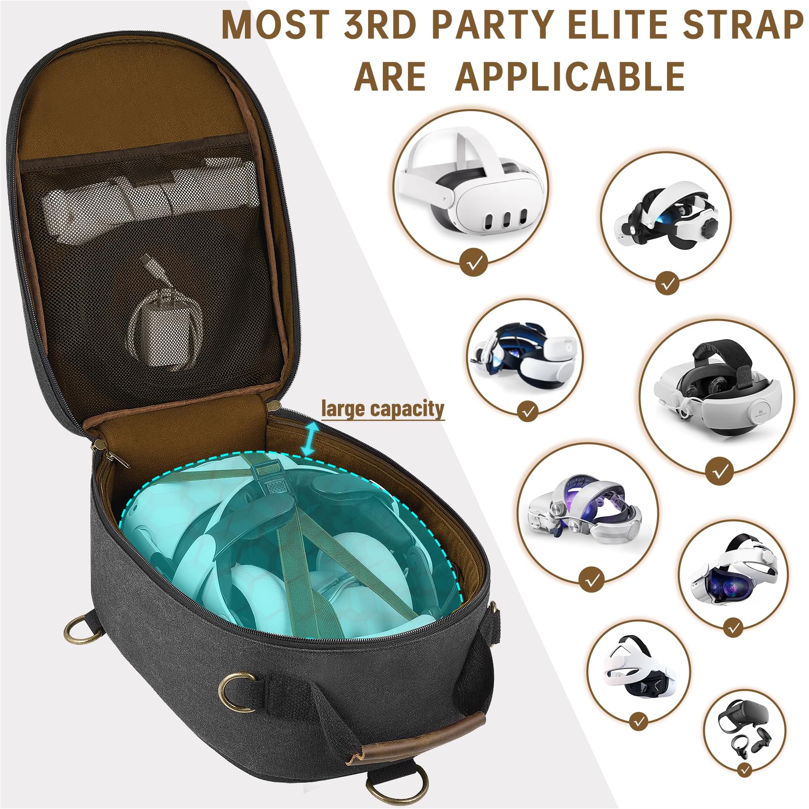 SMRITI Hard Carrying Case Compatible with VR Headsets Virtual Reality and Touch Controllers Accessories, Large Portable Protection Backpack for Travel and Home Storage