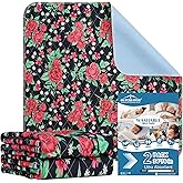 OUTCREATOR® Washable Bed Pads 34" x 76" (Pack of 2), Incontinence Mattress Protector, Anti-Slip Waterproof Underpads for Adults Kids Elderly Pets, Absorbency & Reusable Bedwetting Pads (Red Flower)