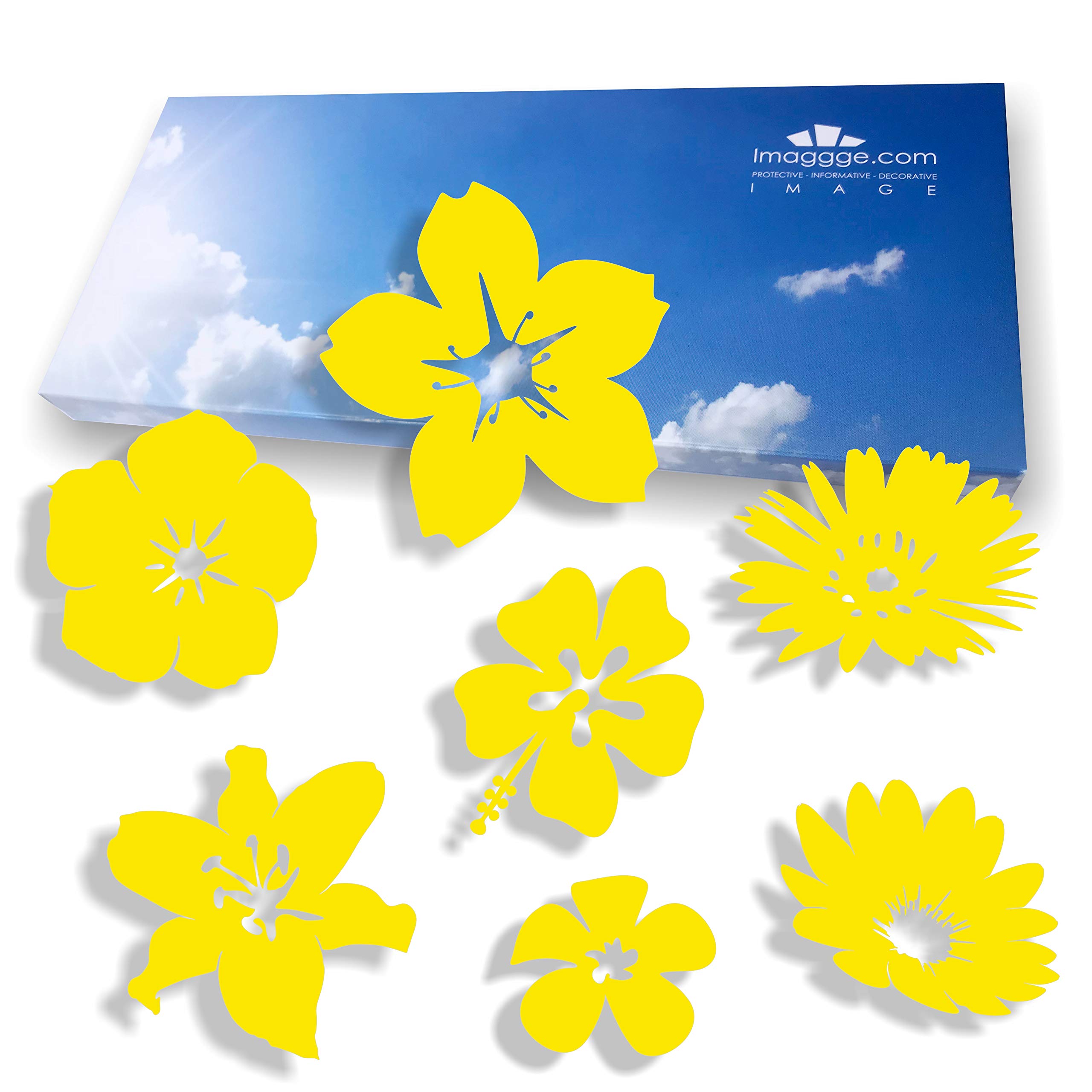 Window Protection Stickers - Avoid Bird, Pet and People Collisions and Strikes on Window Glass - Set of 38 Stickers - Color: Yellow โ image 1