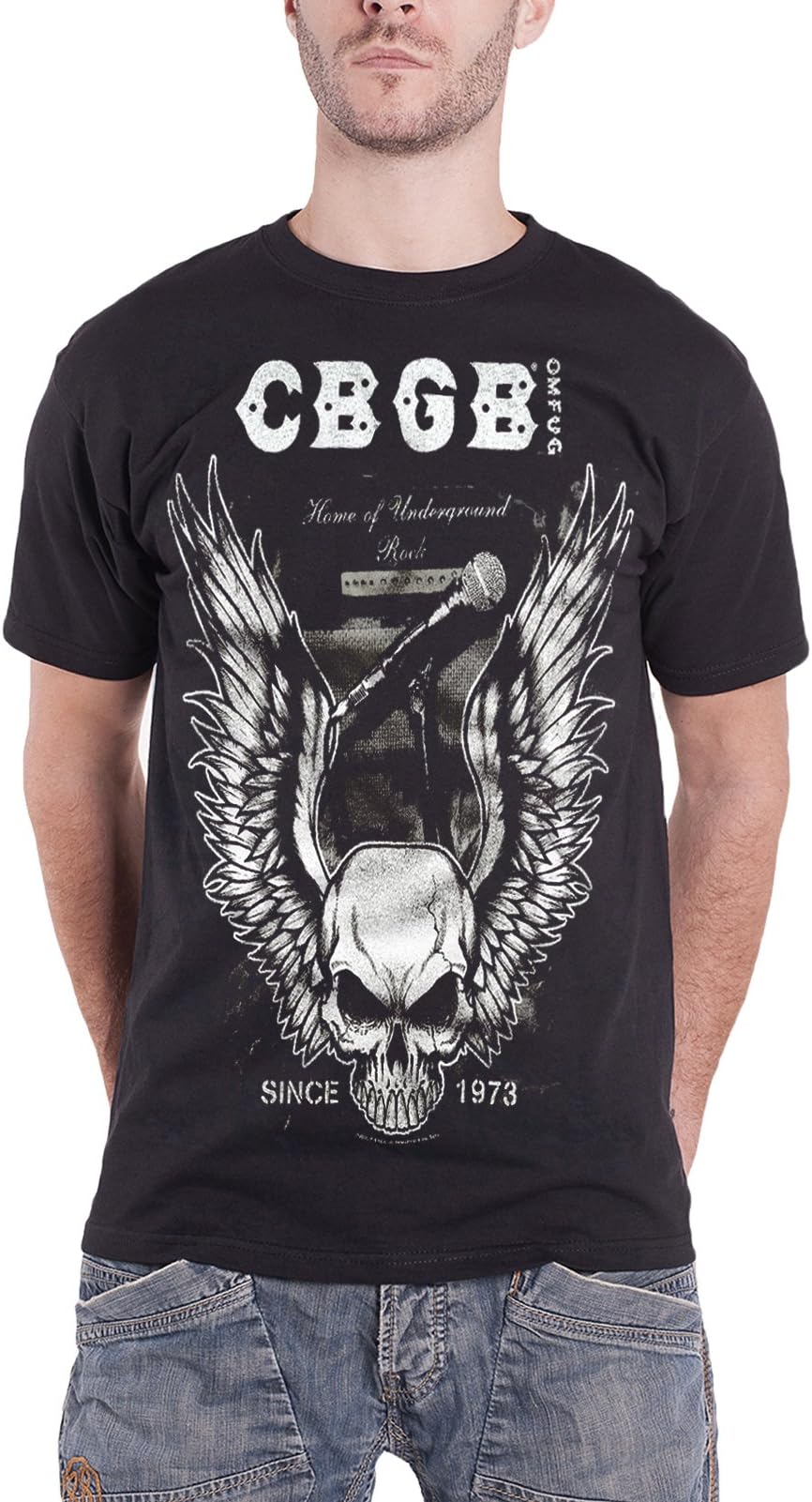 Cbgb And Omfug T Shirt Amplifier Skull Wings Since 1973 Official Mens Black Size XXXXL