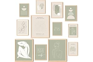 97 Decor Sage Green Posters for Room Aesthetic - Matisse Sage Green Wall Art Prints, Abstract Sage Green Pictures, Neutral Boho Wall Art, Beige Green Dorm Decorations for Teen Girls (8x10 Unframed)