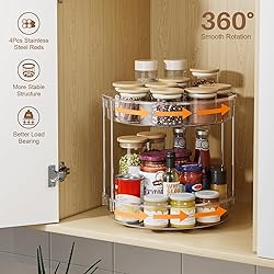 LAMU 2 Pack 2 Tier Lazy Susan Turntable Organizer