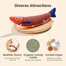 Potaroma Cat Toys Saury Fish, 3 Pack, Catnip