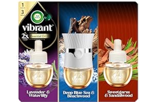 Air Wick Vibrant Plug In Scented Oil Warmer + Refills, Infused with Essential Oils, Plug In Air Fresheners for Home, Mixed Pack, Gadget + 3 ct