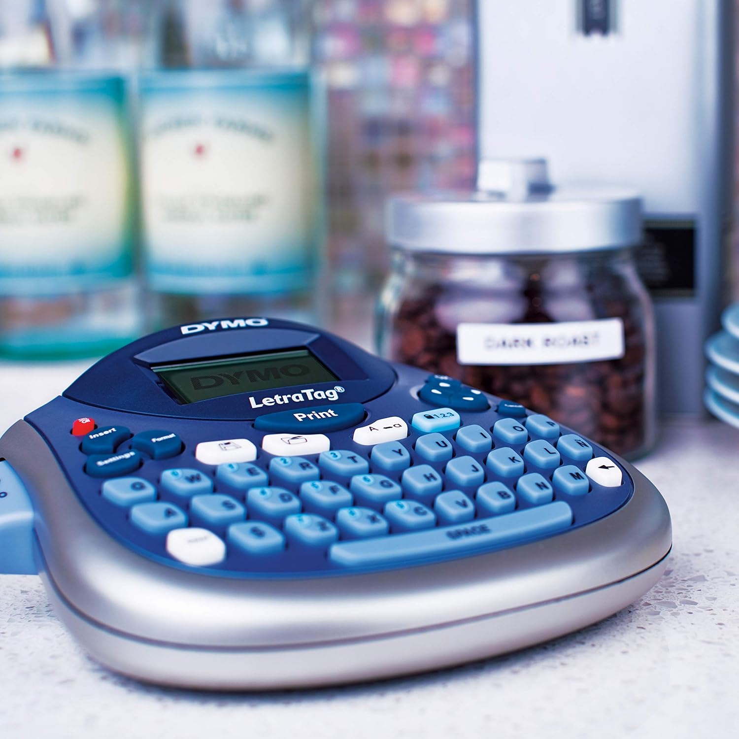 DYMO LetraTag LT-100T Plus Compact, Portable Label Maker with QWERTY keyboard (1733013),Silver/Blue: Electronics
