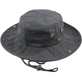 The Hat Depot Cotton Stone-Washed Safari Wide Brim Foldable Double-Sided Sun Boonie Bucket Hat